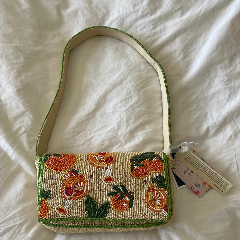 TikTok Beaded Bag - Aperol Spritz Cocktail 🍹 Oranges 🍊 Green Trim